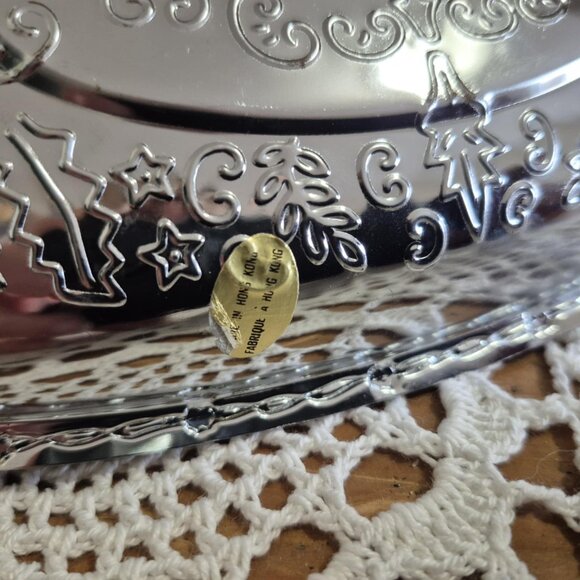 Set of 2 Vintage Silver-toned Butter Dishs with Folding Handles - Serving Tray - Picture 9 of 10